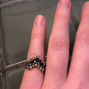 Vintage gold diamond sapphire ring